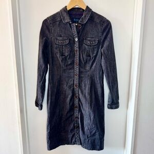 BODEN Denim Shirt Dress Black Womens U.S. Size 8 UK Size 12 Button Front Preppy